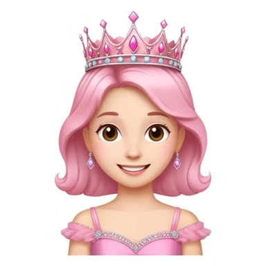 happy girl wearing a tiara and a pink dress sticker