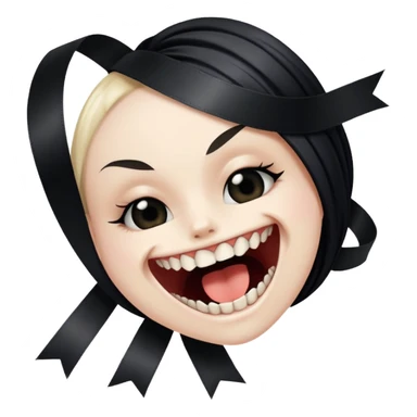 Sharp teeth biting into black silk ribbon, restrained desire sticker