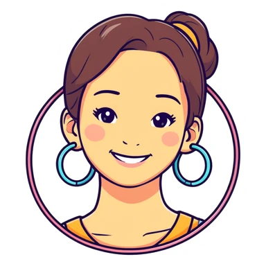 smiling girl with hoop earrings sticker