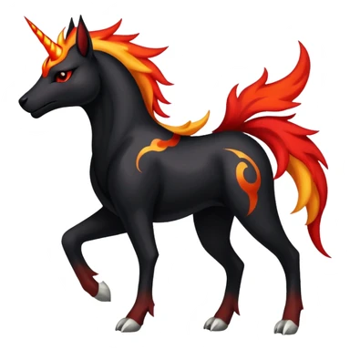 Shiny Exotic Gothic Rapidash-Houndoom-Pokémon-Fakémon-hybrid-creature sticker