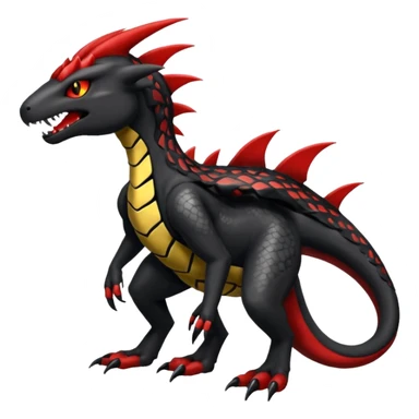 Badass edgy scaly Salandit-Darkrai-Houndoom-Litten-Zygarde-fusion-hybrid-animal-creature, full body sticker