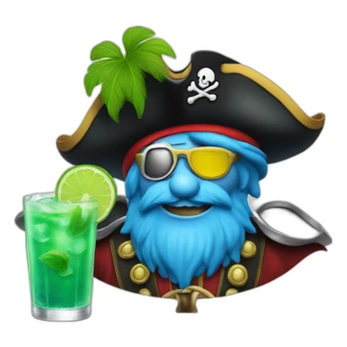 pirate Papa Smurf drinking mojito sticker