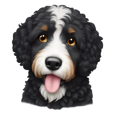 Black bernadoodle face white eyebrows and white snout  sticker