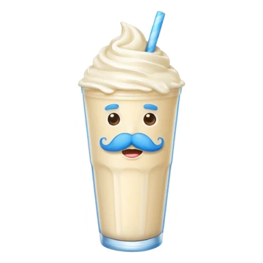 milkshake with blue mustache sticker