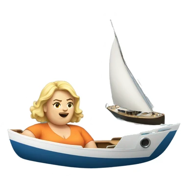 A fat blonde lady on a sinking yacht sticker