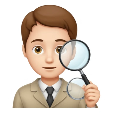 content expert person with a magnifying glass and document sticker
