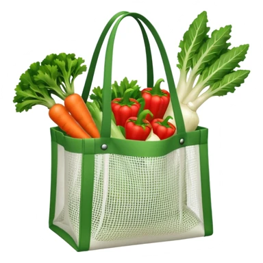 Net back with white nets that is used for shopping and putting vegetables in it, it looks like tote bag sticker