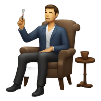 silueta de hombre sentado en un sillon y con un tabaco en la mano sticker