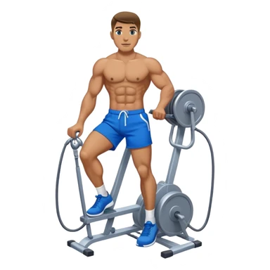 fit man with blue shorts using cable-machine sticker