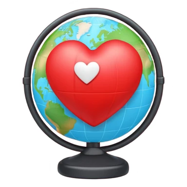 A glowing heart wrapped around a small globe, symbolizing love for travel and the world. Modern emoji design, vivid yet soft colors, clean background. sticker