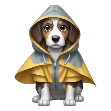 tri-colored-dog-wearing-raincoat sticker