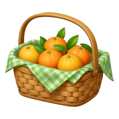 
A small picnic basket holding citrus fruits and a tiny cloth napkin.








































 sticker