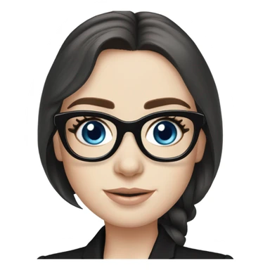 Hyper Realistic photo Lily collins blue eyes wearing glasses in a business meeting black dress sticker