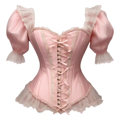 vintage rococo light pink corset with lace and frills and sleeves  sticker