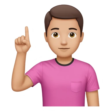 Draw a picture of a person pointing to themselves with their other hand raised if pink tshirt sticker