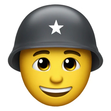 saluting smily face with a soldier helmet sticker