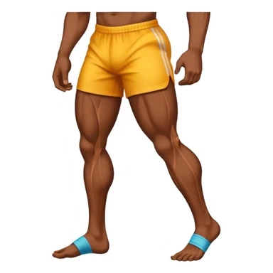 Emoji-style illustration of a single muscular and defined human leg, showing visible muscle lines and a strong, shredded look. Isolated from the body. Smooth, clean vector emoji style, bright flat colors, bold outlines, minimal shading, rounded shapes, high-resolution emoji aesthetic. sticker