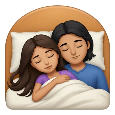 Caramel color latino Guy with long black hair sleeping with brown hair girl sticker