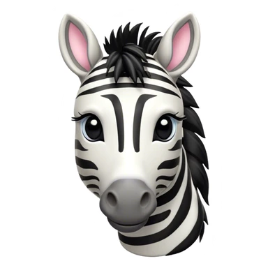 Cinematic Cute Zebra Portrait Emoji, Head tilted playfully and inquisitively, featuring a glossy, intricately striped fur of black and white, a refined, horse-like head with a long snout and alert ears, and round, sparkling eyes filled with curious wonder, Simplified yet irresistibly adorable features, highly detailed, glowing with a warm, friendly glow, high shine, affectionate and spirited, stylized with a touch of savannah whimsy, bright and endearing, soft glowing outline, capturing the essence of a mischievous yet loving zebra that feels like it could prance out of the screen and into your arms! sticker