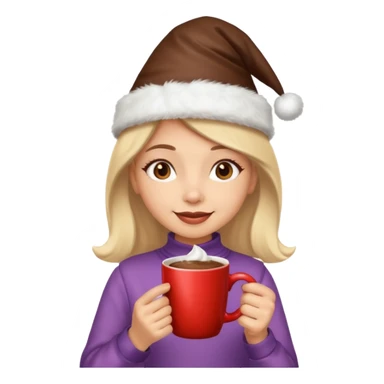 Home vibes, and girl with cacao in hands happy new year sticker