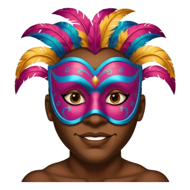 A black man with a painted carnival mask, vibrant colors and confident expression. sticker
