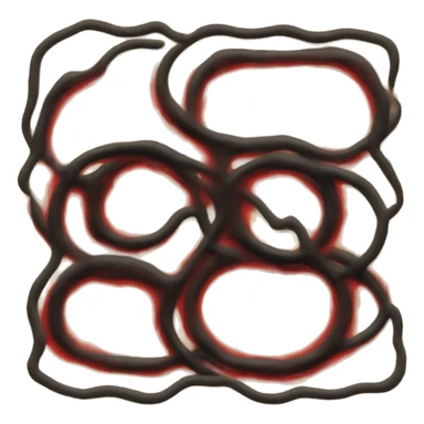 A wavy black and red rectangle with a medium sized yellow circle in the middle sticker