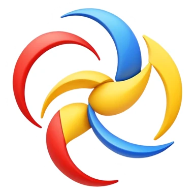  A dynamic circular emoji made of three swooshing shapes in red, yellow, and blue, symbolizing motion, energy, and collaboration. Perfect for expressing activity, unity, or creativity sticker