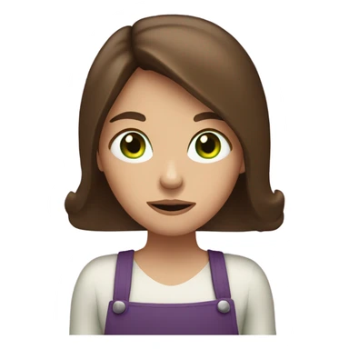 brown hair white girl green eyes eating eggplant  sticker