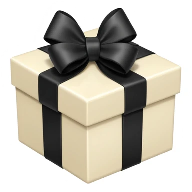 square ivory gift box present with a black bow sticker