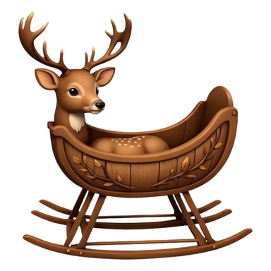 noel wood cradle with deer sticker
