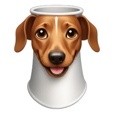 smiling dachshund with big Elizabethan collar sticker