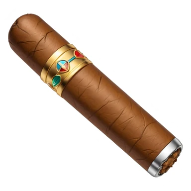 A luxury cigar emoji made of silver chrome, smooth metallic texture, minimal shape, glossy reflections, rich swag aesthetic, iOS emoji style, centered, clean white background sticker