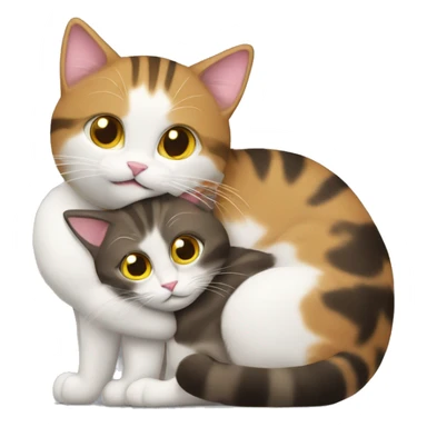 Cat hugs another cat sticker