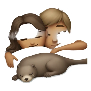 Girl sleeping with otter in bed sticker