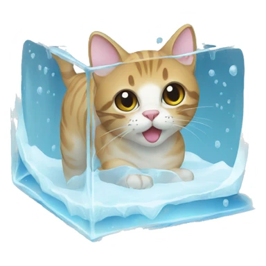 Cat inside ice cube sticker