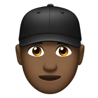 Manuel wears a black hoodie and a black baseball cap with a visor on the back, his eyes are black and his skin tone is dark. sticker