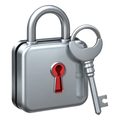 A chrome silver lock and key emoji, smooth metallic surfaces, glossy reflections, luxury swag vibe, minimal iOS emoji style, centered on clean white background sticker