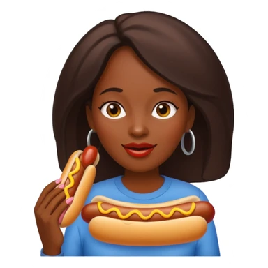 black woman eating hot dog  sticker