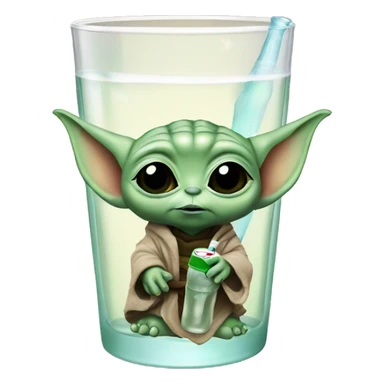 baby Yoda drinking soda glass bottle sticker