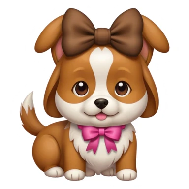 Dog wearing a bow sticker
