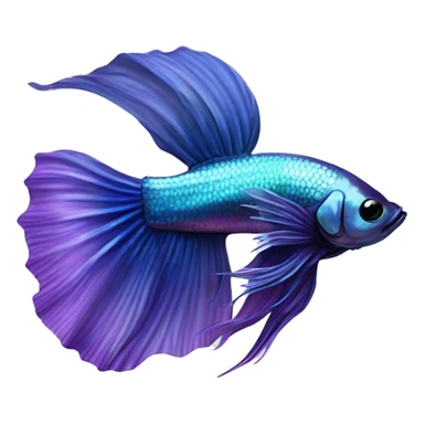Pretty iridescent long fin betta fish blue and purple facing left realistic sticker