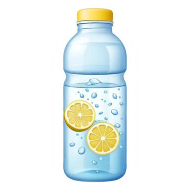 Morning hydration symbol: water bottle with lemon slice and sparkles representing creatine powder sticker