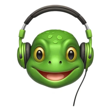 frog png with headphones smiling teeth showing sticker