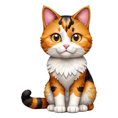 cinematic-[calico tabby cat]-realistic-full-body-sitting-emoji,-tail-curled-playfully-around-its-paws, cinematic-cute-calico-cat-portrait-emoji,-head-tilted-playfully-with-sparkling,-inquisitive-eyes-and-a-charming-patchwork-fur-of-orange,-black,-and-white,-simplified-yet-irresistibly-adorable,-highly-detailed,-glowing-with-a-warm,-invit (3) sticker