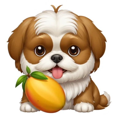 shih tzu dog eating mango  sticker