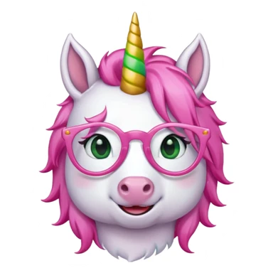 unicorn with green glasses and pink hair sticker