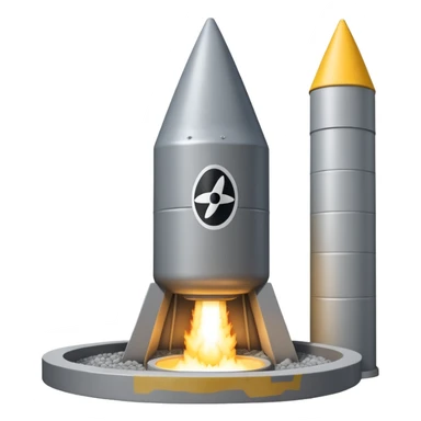 grey missile silo hatch open, and the top two thirds of a white nuclear missile launching out of the silo is shown sticker