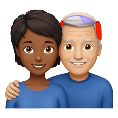 mixte couple black girl  with short hair , dark haired older white man sticker