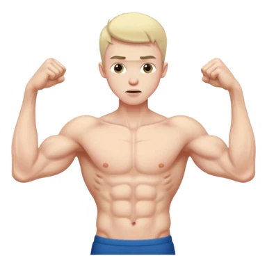 A skinny guy imagines himself getting stronger. sticker