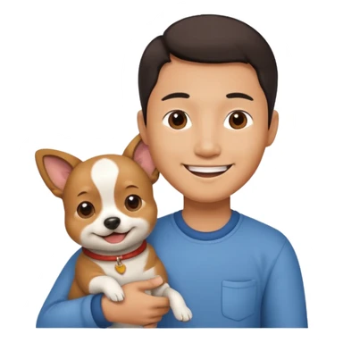 Chinese man with a dog sticker